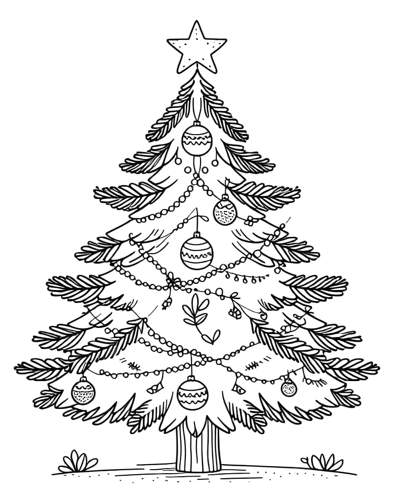A lovely Christmas tree Coloring Page