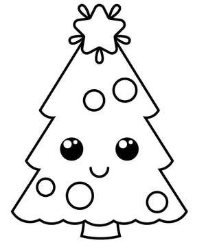 Cute Christmas Tree Coloring Page