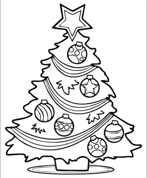 Exquisite Holiday Tree Coloring Page