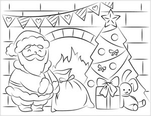 Cheerful Santa Claus Coloring Page