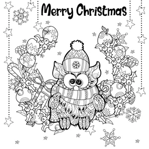 Christmas Bliss with Elegant Owl Coloring Page
