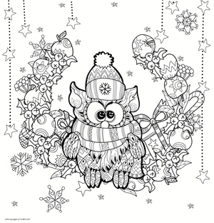 Holiday Owl Mandala Coloring Page