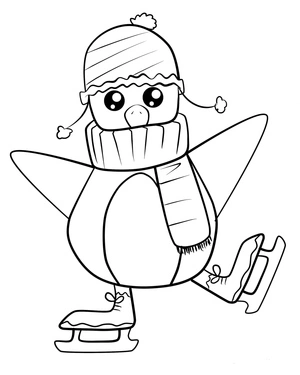 Skating Santa Christmas Coloring Page Coloring Page