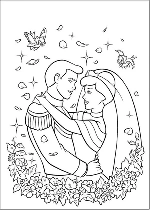 Cinderella and Prince's Wedding Royal Event Coloring Page