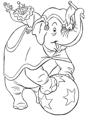Clown and Elephant at the Circus Coloring Page