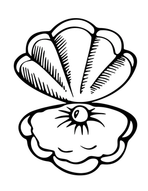Clam with Pearl Coloring Page