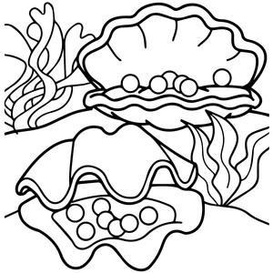 Clam with Pearls Coloring Page