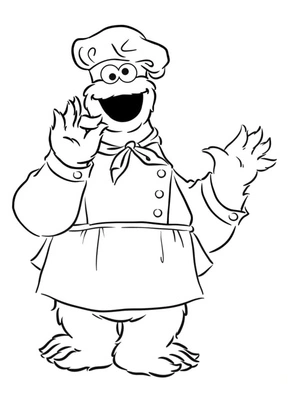 Cookie Monster Chef Coloring Page