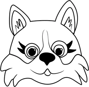 Cute Corgi Face Coloring Page