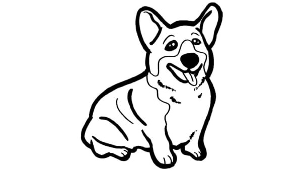 Simple Corgi Coloring Page