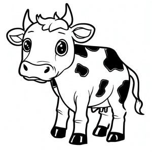 "Cute Cow Illustration for Coloring" Coloring Page