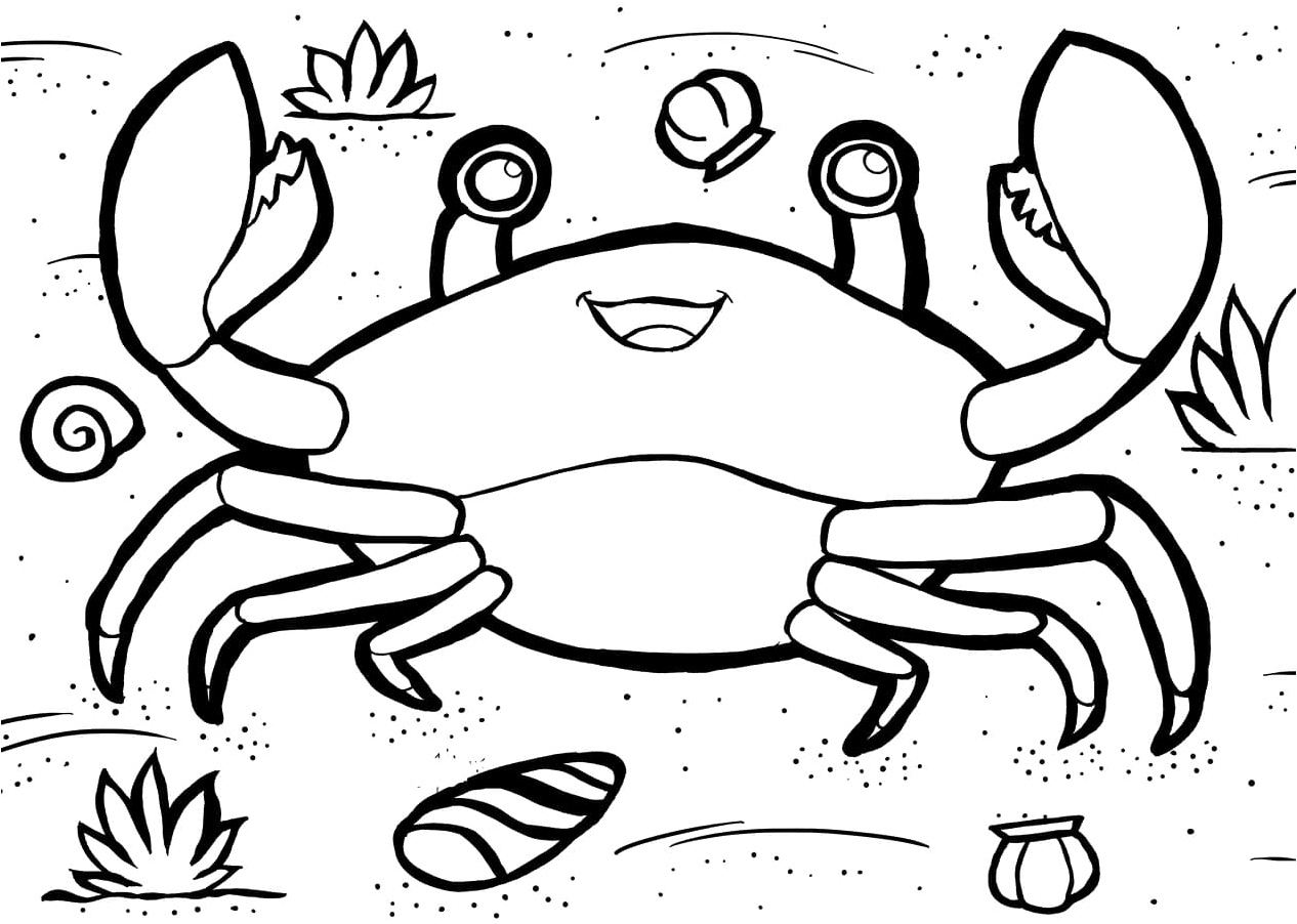 Adorable Crab Coloring Page for Kids Coloring Page