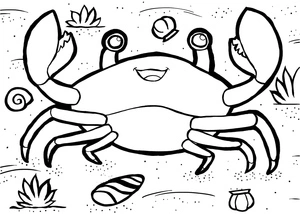 Adorable Crab Coloring Page for Kids Coloring Page