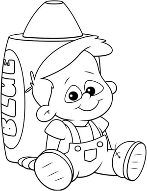 Boy with Crayons Coloring Page