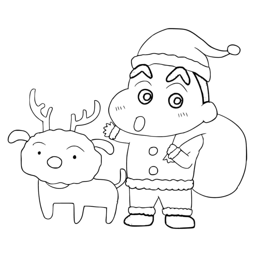 Christmas Shin-chan Coloring Page