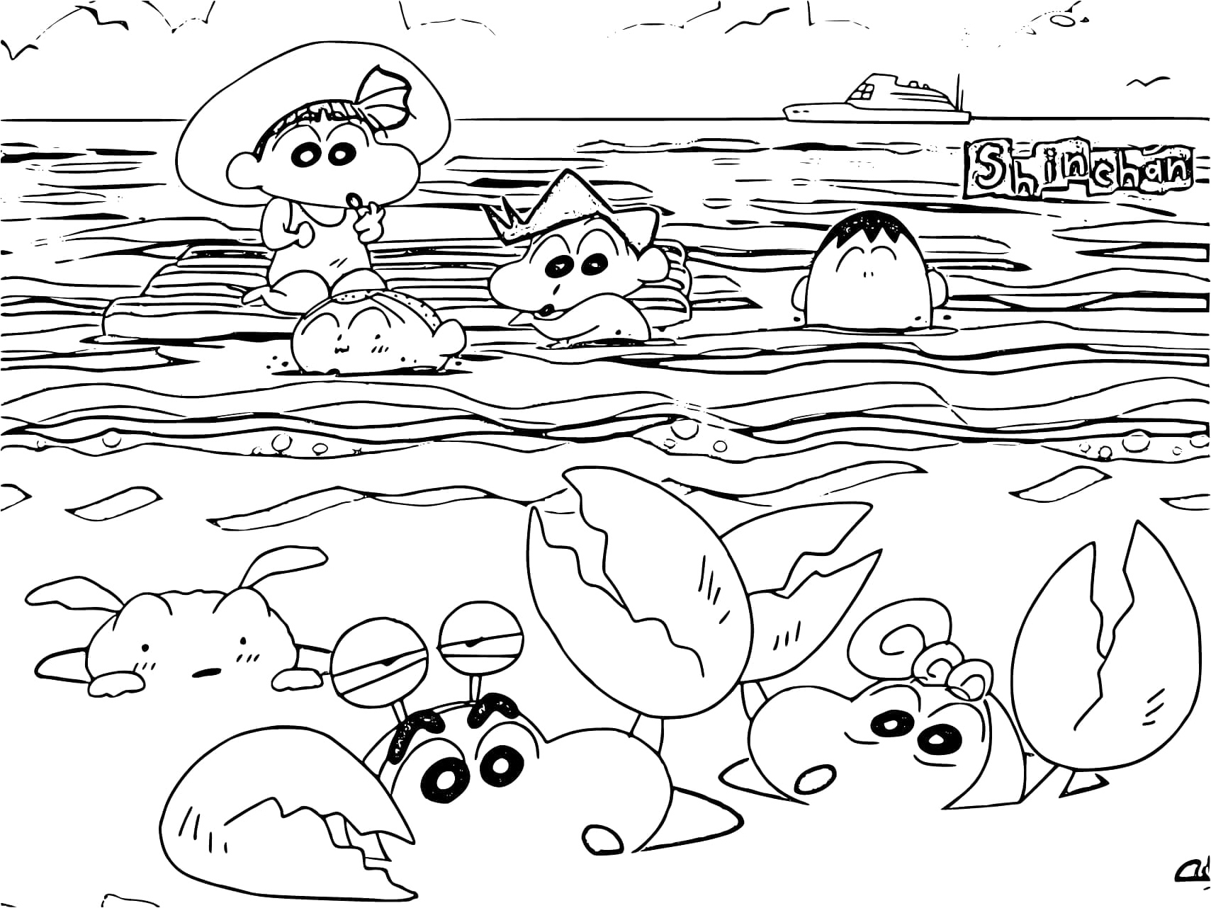 Coloring Page of Shin chan for Kids Coloring Page