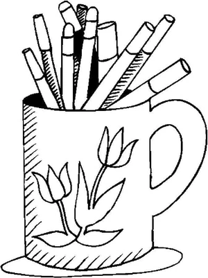 Coloring a Special Cup with Crayons Coloring Page