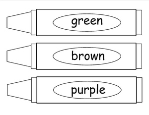 Crayons in the Colors Green, Brown, and Purple **OR** Green, Brown, and Purple-Colored Crayons