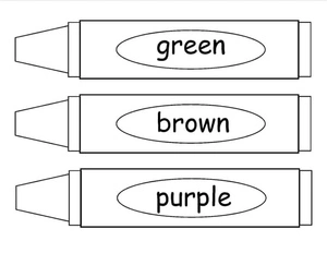 Crayons in the Colors Green, Brown, and Purple **OR** Green, Brown, and Purple-Colored Crayons Coloring Page