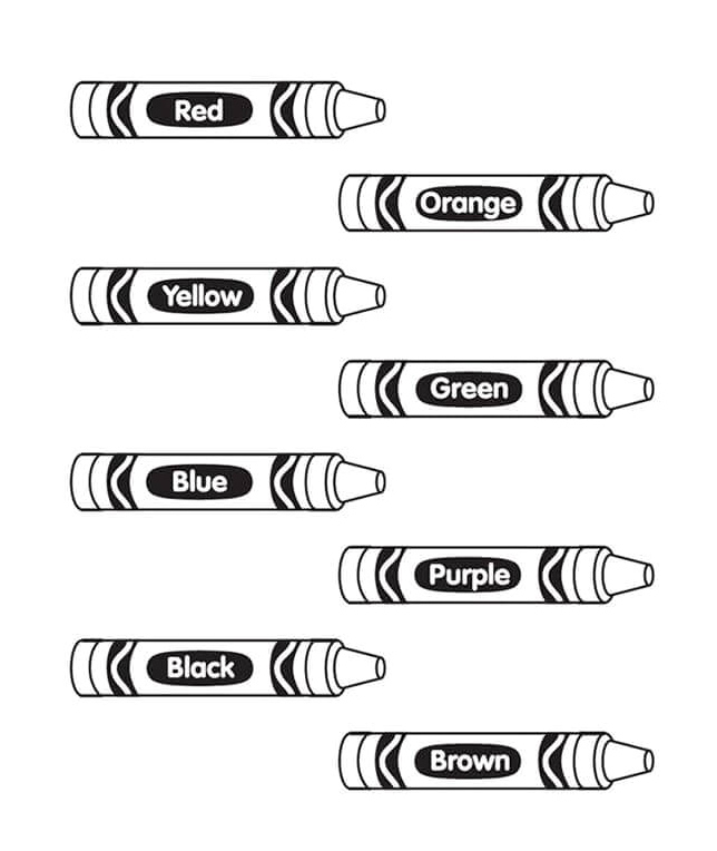 Full Set of Crayons Coloring Page