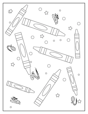 Space-themed Drawing Supplies Coloring Page