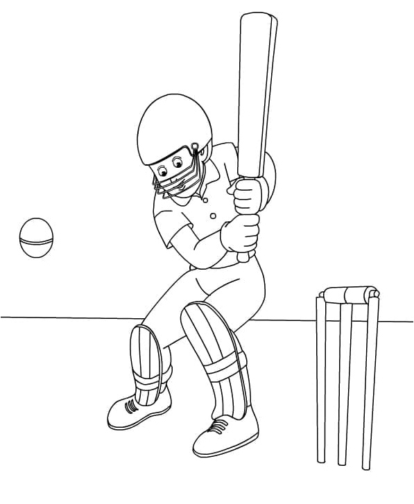 Printable Cricket Sport- Non-Coloring Version Coloring Page
