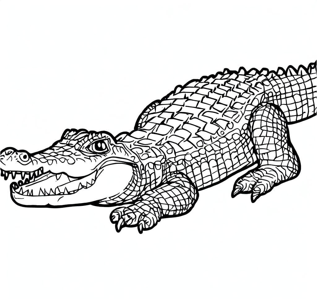 Crocodile in Nature Coloring Page