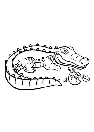 Crocodile Mom and Baby