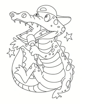 Crocodile Singing Coloring Page