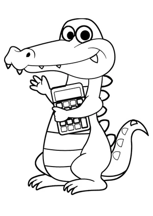 Crocodile with a Calculator Coloring Page