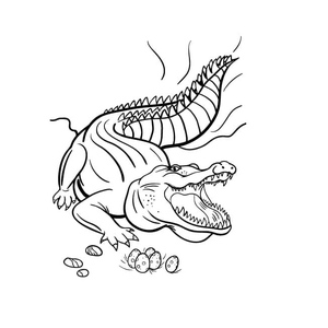 Crocodile with Eggs