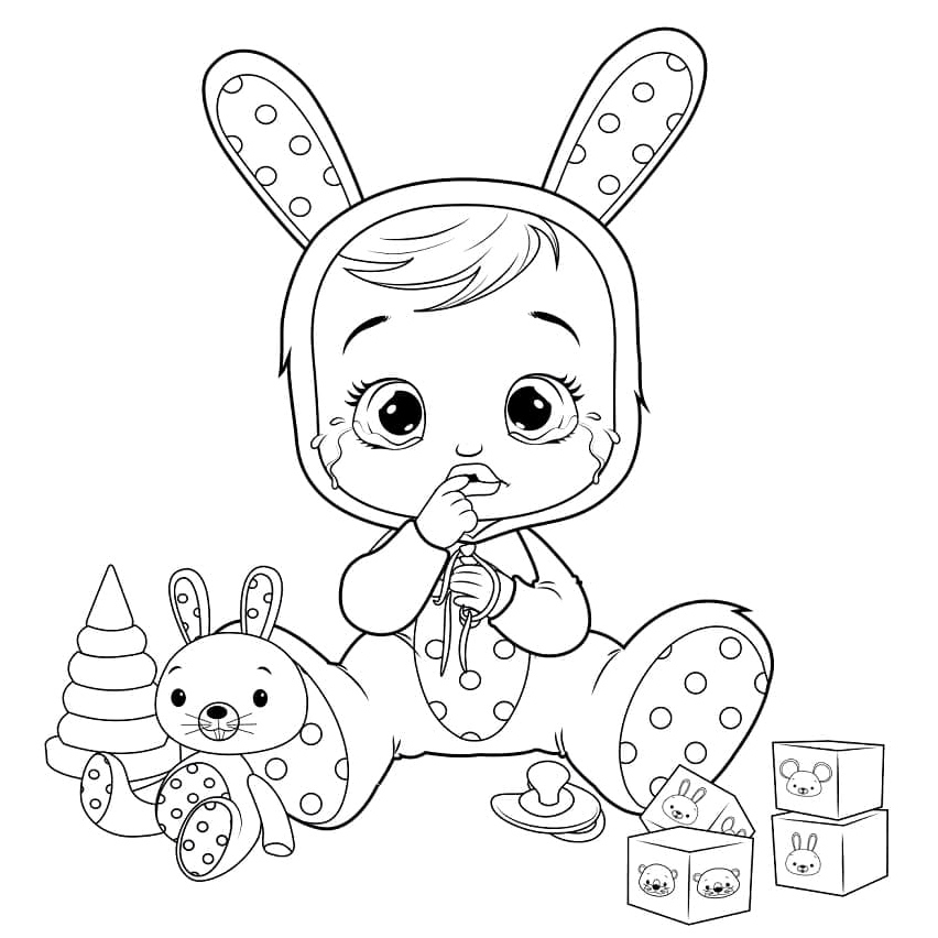 Crying Bunny Coloring Page Coloring Page
