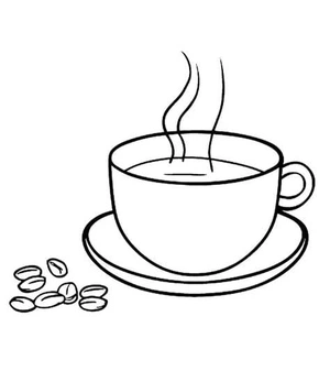 Coffee Cup with Coffee Beans Coloring Page
