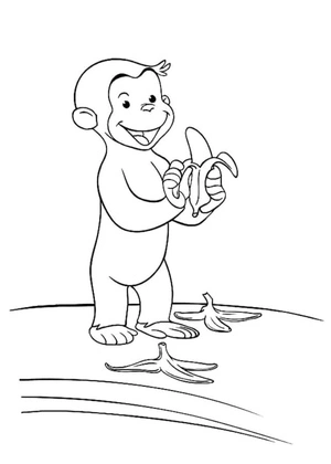 Curious George Loves Sweet Bananas Coloring Page