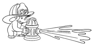Curious George Playing with a Fire Hydrant