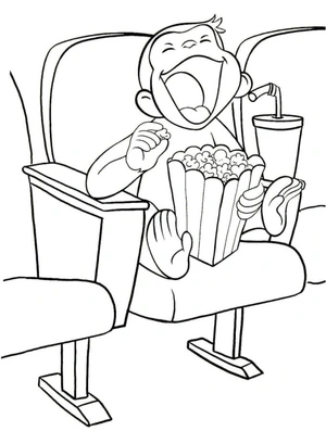 George chuckles at a funny film Coloring Page