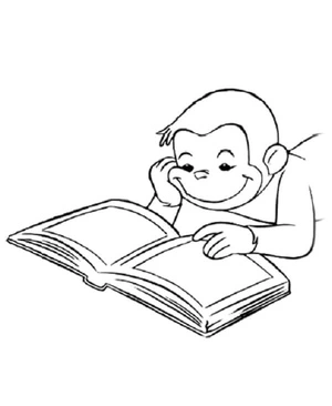 George Reads His Favorite Book Coloring Page