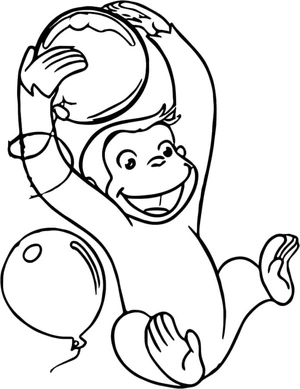 Monkeying Around with Balloons Coloring Page