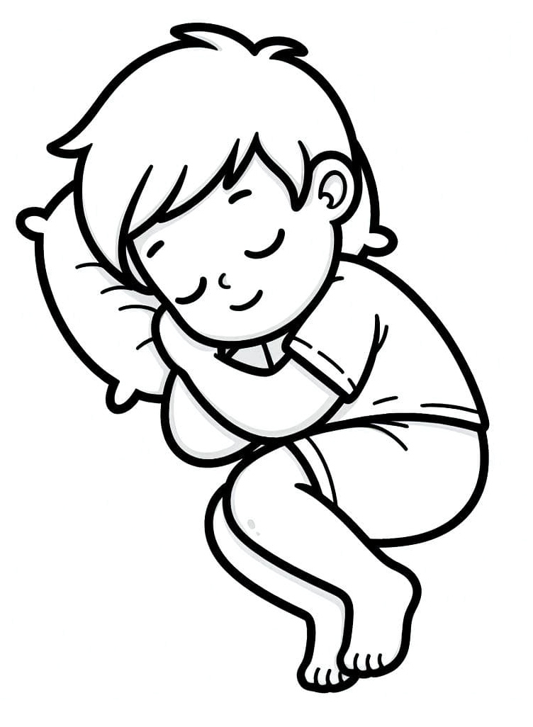 Daily Routine Coloring Page: Boy Sleeping Coloring Page