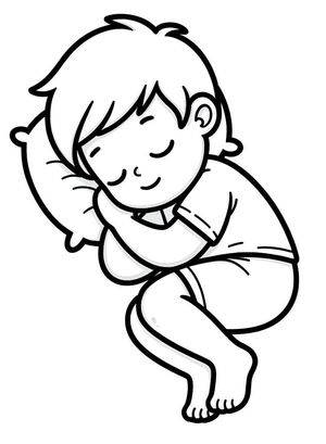 Daily Routine Coloring Page: Boy Sleeping