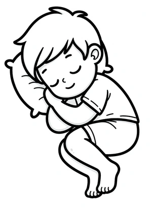 Daily Routine Coloring Page: Boy Sleeping Coloring Page