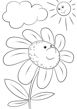 Cheerful Daisy Blossom Coloring Page