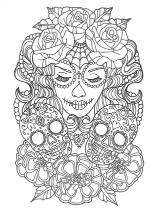 Cheerful Skull Celebration with Skulls Everywhere Coloring Page