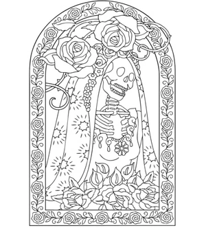 Coloring a Bride's Skeleton Portrait Coloring Page