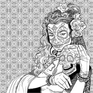 Day of the Dead Anti-stress Girl Coloring Page