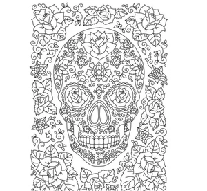 Day of the Dead Skull with Flowers Coloring Page