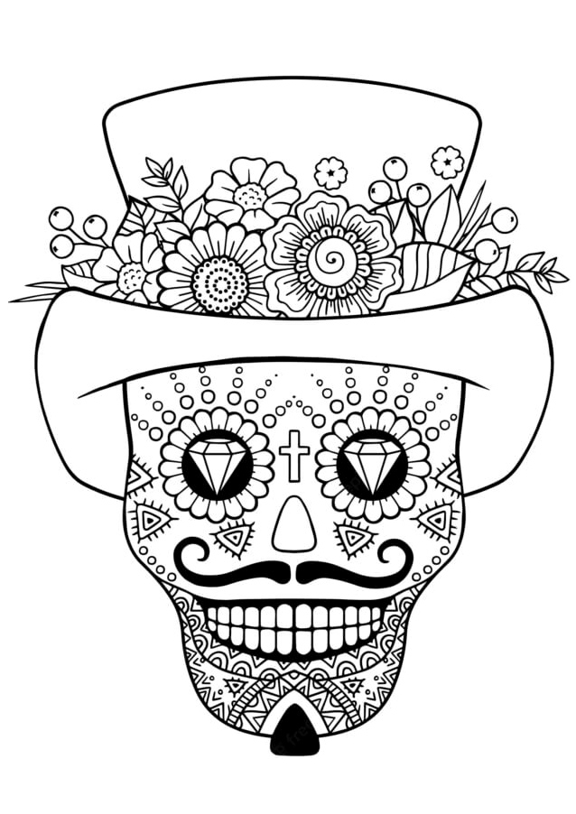 Diamond Eyes Skull Coloring Page