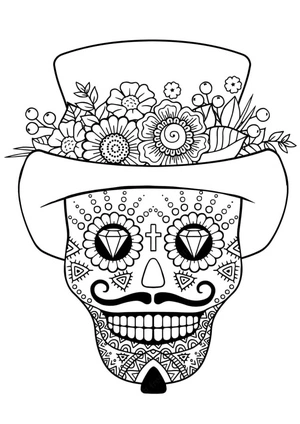 Diamond Eyes Skull Coloring Page