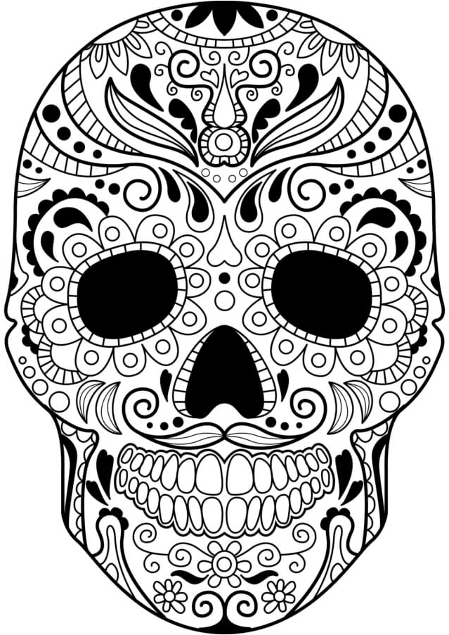 Grinning Skull Coloring Page