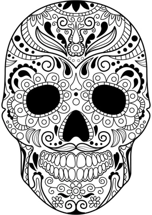 Grinning Skull Coloring Page